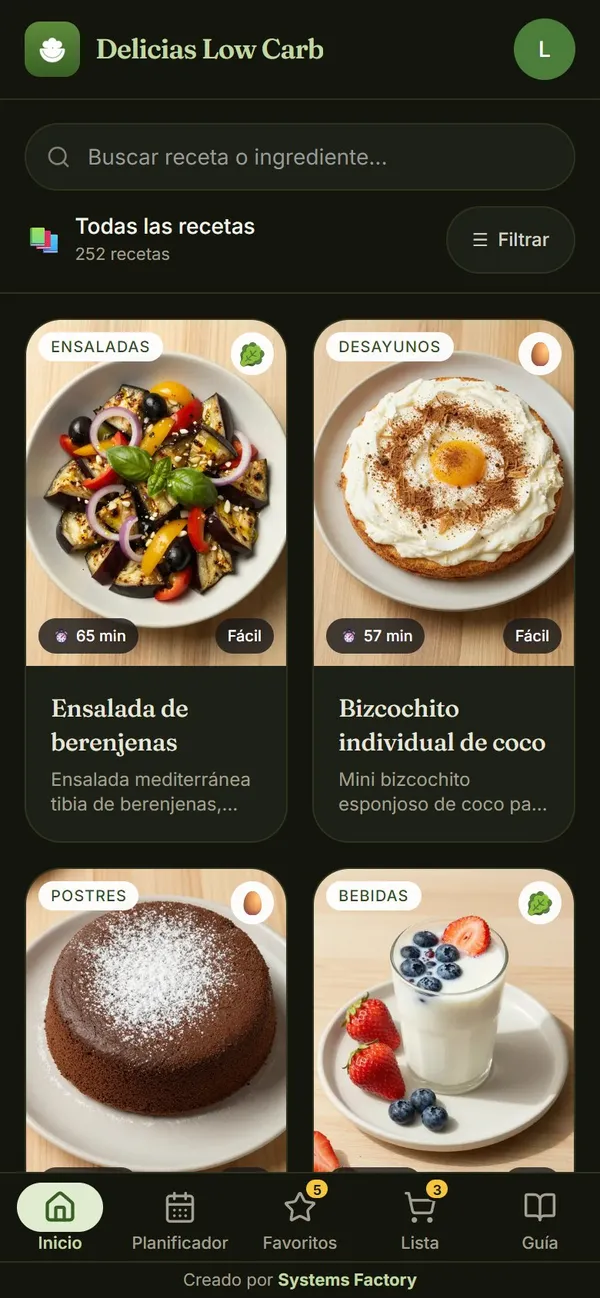Captura real: modo oscuro (para cocinar de noche)