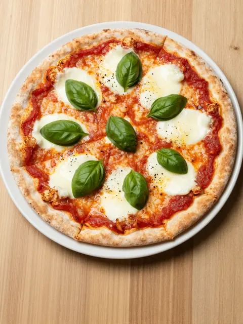 Foto real del plato: Pizza con masa de coliflor